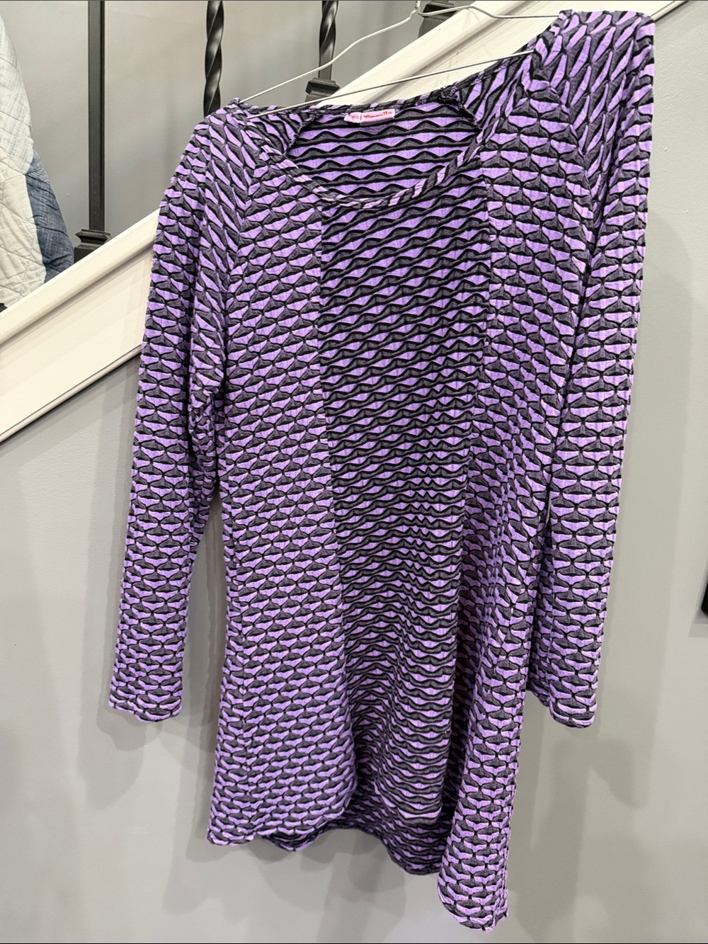 Tianello Purple Patterned Long Sleeve Tunic Top